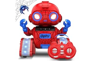 Ophy Robot Bambini, Funzione di Proiezione Innovativa, Robot Telecomandato con Controllo Gestuale, Occhi a LED, Musica, Robot Halloween Giocattoli per bambini e bambine (rosso)