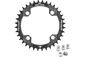QIAMNI 104 BCD 32T 34T 36T 38T Narrow Wide Single Chain Ring with 4 Pieces Sprocket Bolts for Road Bikes, Mountain Bikes, BMX MTB Bike