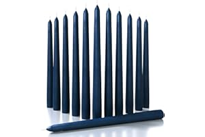 CANDWAX 30 cm Taper Candles Set of 12 - Dripless and Smokeless Candle Unscented - Slow Burning Candle Sticks Ideal as Dinner Candles – Dark Blue Candles