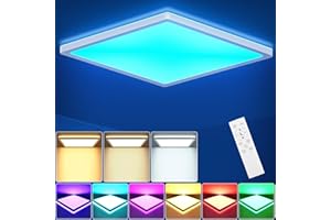 LEZOE RGB LED Deckenleuchte Dimmbar mit Fernbedienung, 24W 2400LM Deckenlampe Farbwechsel, 3000K-6500K IP54 Wasserfest flach LED Panel für Wohnzimmer Schlafzimmer Kinderzimmer Küche Badezimmer 30x2.5cm