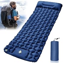 Materassino Da Campeggio Gonfiabile Spesso 12 Cm QPAU Per 2 Persone - Con Pompa A Pedale Incorporata, Impermeabile, Portatile