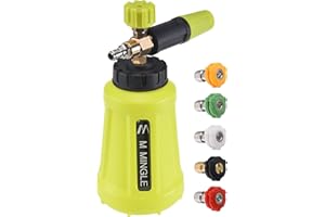 M MINGLE Foam Cannon for Pressure Washer, Car Foam Sprayer with 1/4 Inch Quick Connector, Wide Mouth Heavy Duty Car Wash Foam Blaster Power Washer, 1 Liter with 5 Nozzle Tips