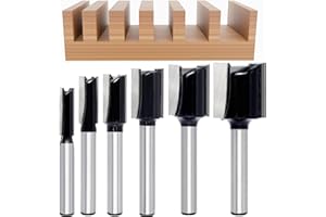 Akylin 6Pcs Straight Two Flute Router Cutter Bit, 1/4 Inch Shank Tungsten Carbide Router Cutter, Double Flute Straight Cutter |Cutting Diameter 1/4”, 5/16”, 3/8”, 1/2”, 5/8”, 3/4”, Cut height 13/16”