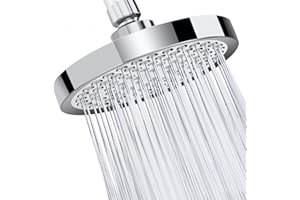 SIEYESCITY High Pressure Fixed Rainfall Shower Head - Adjustable Overhead Rain Shower Heads 6 inch - Large Round Waterfall Shower Top Spray Head - Replacement Chrome Showerhead Universal G1/2 Fitting