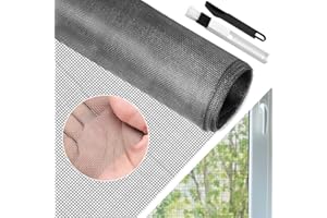 BUZIFU 210 * 250cm Moustiquaire Sur mesure en Fibre de Verre Ignifuge Grand Store Toile Filet Voile Film Moustiquaire Plissée Adaptable Rigide Anti Moustique Mouche Insecte pour Porte Fenêtre Baie