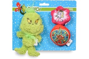 Dr. Seuss The Grinch Fiocco di Neve Peluche Squeaky Dog Toy Pack 3 | The Grinch Peluche Dog Toys della collezione Dr Seuss, piccolo giocattolo per cani che scricchiolano Backercard, 15,6 cm