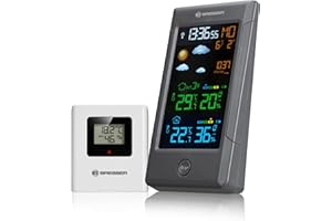 Bresser Estación meteorológica inalámbrica con sensor exterior ClimateTemp NBF, reloj radiocontrolado DCF, termómetro interior y exterior, higrómetro, previsión meteorológica y pantalla a color,