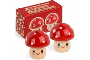 MIJOMA Salz- & Pfefferstreuer Set - Stilvolles Porzellandesign, Lebensmittelecht, Einfach zu Befüllen - Verschiedene lustige & niedliche Designs zur Auswahl (Pilzpärchen, 2-teilig)