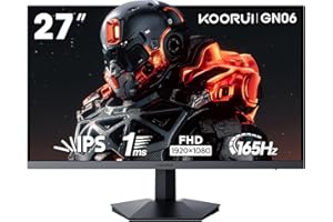 KOORUI Gaming Monitor 27 Zoll, 165Hz, FHD(1920×1080), IPS, 1ms GTG, Adaptive Sync,75 * 75mm VESA Kompatibel, DCI-P3 90% (HDMI, DisplayPort) Schwarz