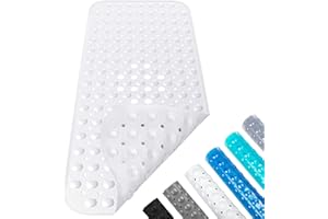 Baozun, mata do kąpieli, mata pod prysznic, mata antypoślizgowa, 100 x 40 cm (przezroczysty biały)