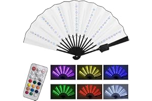 ZHFEIIRU Faltventilator, LED-Ventilator, leuchtender Handventilator, Bühnenauftritt, Show, leuchtendes Licht, Geburtstagsfeier, Geschenk, Hochzeit, Heimdekoration, Nachtclub, fluoreszierende Requisiten