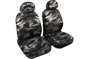 Auto Accessori Lupex - Coprisedili Auto Anteriore Universali, colore Mimetico Grigio, coppia fodere auto o furgone 2 posti, tessuto cotone trapuntato, set protezione sedile anteriori
