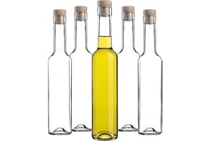 KADAX Lot de 12 bouteilles en verre avec bouchon en liège - Bouteilles à liqueur transparentes à remplir - Bouteilles pour boissons faites maison - Bouteilles de liqueur réutilisables (Belissimo 0,25