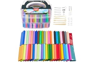 SUNNOW Polymer Clay - 46 Farben Polymer Ton Set Nontoxic DIY Oven Bake Modellierung Ton Soft Craft Clay mit Modeling Tools, Ideale Geschenke für Kinder (46 Farben)