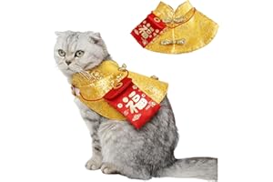 BT BEAR Dog Chinese New Year Costume Pets Knot Buttons Tang Suit Neck Strap Scarf Dog Chinese Style Cloak Coat Pet Vest for Cats Puppies Teddy Bichon Small Dogs (S,Gold)