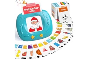 HOMESTEC Spielzeug ab 2 jahre - Deutsche Sprechende Lernkarten 144 Blätter 288 Wörter, Learnspielzeug für Kind im Vorschulalter 2 3 4 5 Jahre, Geschenke für Kinder Geburtstag, Blau
