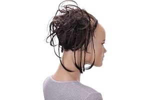 CAISHA XXL Scrunchie Messy Bun Hairpiece Braided Updo Slightly Wavy Voluminous Chocolate Brown G2D