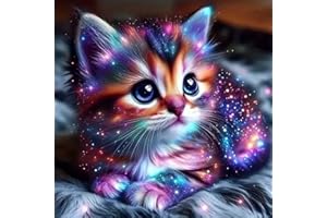 ZEPHYRHOME Diamond Painting Chat Animaux 5D DIY Kit Complet, Peinture Diamant Strass Chaton Magique, Broderie Diamant pour Adultes Enfants, Décoration Murale Intérieure Maison, Tableau Diamant 30x30 cm