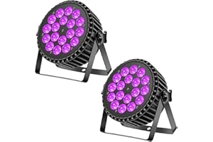 UKfog 200W 18 LED Par UV+RGB Faro da Palcoscenico, Luce da Discoteca DMX512, Effetto Luce Stroboscopico/Sonoro/Modo Attivo per DJ Show Bar Party Music Festival Halloween (2 PCS)