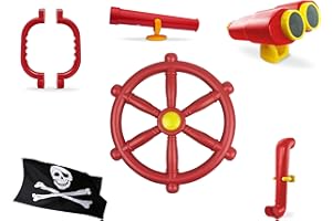 HIKS Kids Climbing Frame Mega Accessories Bundle Telescope, Binoculars, Pirate Wheel, Periscope, Flag and a Set of Handles Ideal for Childrens Play Houses Dens and Tree House