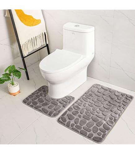 Set van 3 microvezelbadmatten voor de badkamer