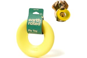 Earth Rated Flying Disc Dog Toy, Interactive Flying Saucer Toy for Adult and Puppy Dogs, Floats in Water, Small, Yellow