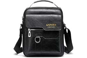 ANPTER Sacoche Homme Sacs à Bandoulière Vintage Sacoche Bandoulière Cuir Petite Shoulder Bag Crossbody Business Cartable Besace Pochette Sacs à main pour sport lvoyages travail (Noir Sacs bandoulière)