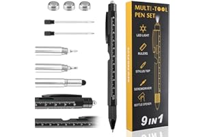 Penriter Cadeau Homme Noel, Stylo Multifonction 9 en 1, Idée Cadeau Original pour Homme, Gadget Utile Cadeaux Anniversaire pour Papa, Mari et Fils