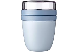 Mepal Overnight Słoik na Owsiankę, Mini, Praktyczny Kubek na Jogurt i Musli, Oddzielne Przegródki, Nadaje Się do Zamrażarki, Kuchenki Mikrofalowej i Zmywarki, 300 Ml + 120 Ml, Niebieski (Nordic Blue)