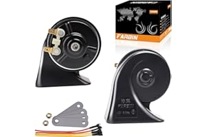 FARBIN Klaxon de Voiture 12V Double Tonalité Air Horn 130db puissants Klaxon étanche Corne d'escargot électrique Moto Universal pour Camion Train Véhicule (Nior, Boutique corne d'escargot)