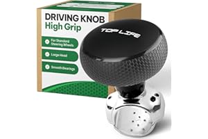 TOP LIFE Pomo para Volante - Recubierto de Silicona para Mayor Agarre - Compatible con Cualquier Volantes – Perilla Giratorio Suave para Coche, Tractor, Cortacésped, Barco