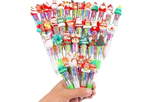 ZALAON 30PCS Christmas Colored Pens Set, 4 in 1 Mini Retractable Fun Pens, Novelty Pens for Xmas Party Bag Fillers, School Rewards and Stocking Fillers