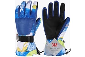 ODTMGER Rękawice narciarskie, zimowe rękawiczki zimowe, wodoodporne rękawice narciarskie, ciepłe i oddychające rękawice śniegowe, odpowiednie do sportów na świeżym powietrzu chłopców i dziewcząt w mroźną zimę