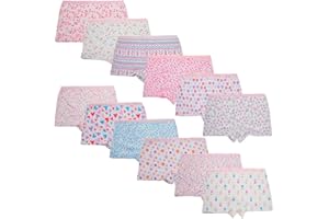 Yintry Niños Paquete de 12 Calzoncillos Suaves y cómodos Algodón Ropa Interior Niñas Surtidas Boyshort Bragas