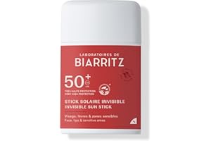 LABORATOIRE DE BIARRITZ Laboratoires de Biarritz - Stick Solaire Invisible SPF50+ - Visage, Corps & Zones Sensibles - Parfum 100% d’Origine Naturelle - Format Nomade Pratique - 10 gr - Fabriqué en France