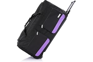 Flymax 32" Large Suitcase Lightweight Wheeled Duffle Bag Holdall Luggage Travel Bag 3kg 114L Purple