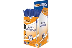 BIC Cristal Original Stylos-Bille Pointe Moyenne (1,0 mm)- Parfait pour l'Ecole et au Bureau) - Bleu, Boîte de 50