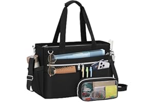 RAINSMORE Sac Cabas Femme Grande Sac d'enseignant Sacs a Main pour Ordinateur Portable 15,6 Pouces Résistant à l'eau Sac Fourre Tout pour Université Quotidien