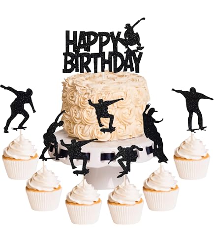 Decorazione Per Torta 1° Compleanno Con Glitter – Rosa Brillante – 400 G/m² – Con Spiedini In Legno