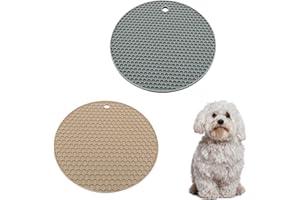 BASTOUR Napfunterlage Hund Katzen, Rutschfeste Unterlage für Hundenapf Oder Katzennapf, Silikon Napfunterlage, Futtermatte, Katze Futterunterlage, Hunde Leckmatte, Hundenapf Unterlage, 2 Stück