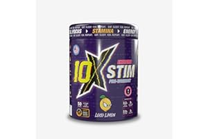 10X Athletic Stim Pre Workout Beta Alanine High Caffeine Creatine Sugar Free Vegan Low Calorie Various Flavours 600g 25/50 Servings (Loco Lemon)