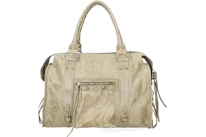 Gave Lux Sac porté épaule en daim véritable pour femme Produit artisanal Fabriqué en Italie, GLX220609023FBG Cuir clair 41 x 28 x 13 cm