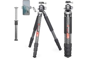 Geehope L220C treppiede in fibra di carbonio 29mm tubo professionale compatto treppiede da viaggio per fotocamera DSLR Video videocamera carico 20kg con testa a sfera 36mm e colonna centrale corta