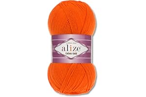 WOHNKULT Alize - 100 g de laine de qualité supérieure - Coton doré - 59 fils d'été - Tricot Amigurumi (37 | Orange)