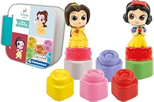 Clementoni Princess Soft Clemmy-Coffret Disney Princesse-Premières, Briques De Construction, Bloc Souple 6 Mois, D'Éveil, Bébé Jouet, Jeu Premier Âge, Fabriqué en Italie, 17843, Multicolore