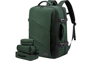 LOVEVOOK Sac à Dos De Voyage Cabine Avion, Sac à Dos Travail Homme Femme, Sac à Dos Ordinateur 17 Pouces, Grand Bagage à Main Imperméable 40L Travel Backpack Sac Vert Foncé