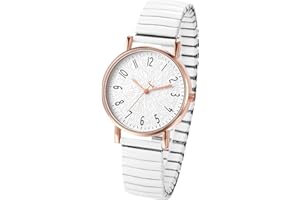 Oidea Women's Elastic Strap Watches: Large Face Arabic Numerals Analog Quartz Wrist Watches for Women Easy Reader Stretch Band Waterproof Ladies Wratch