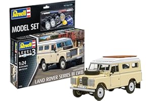 Revell 67056 Kit de maquette Land Rover Series III LWB (commercial) échelle 1:24 non construit/non peint avec colle professionnelle Contacta, pinceau et peintures Aqua
