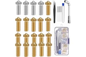 XINKYD Ugello per stampante 3D, parti per stampante 3D, ugelli da 0,4 mm, per Volcano Anycubic Vyper Kobra Max Artillery Phaetus Rapido Kobra 2... (acciaio inox + ottone, 20 pezzi da 0,4 mm)