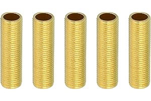 PATIKIL M10 Fin Filetage Lampe Tuyau, 5 Paquet 35mm Fileté Creux Tube Adaptateur Laiton Coupleur Connecteur Tuyau Raccord